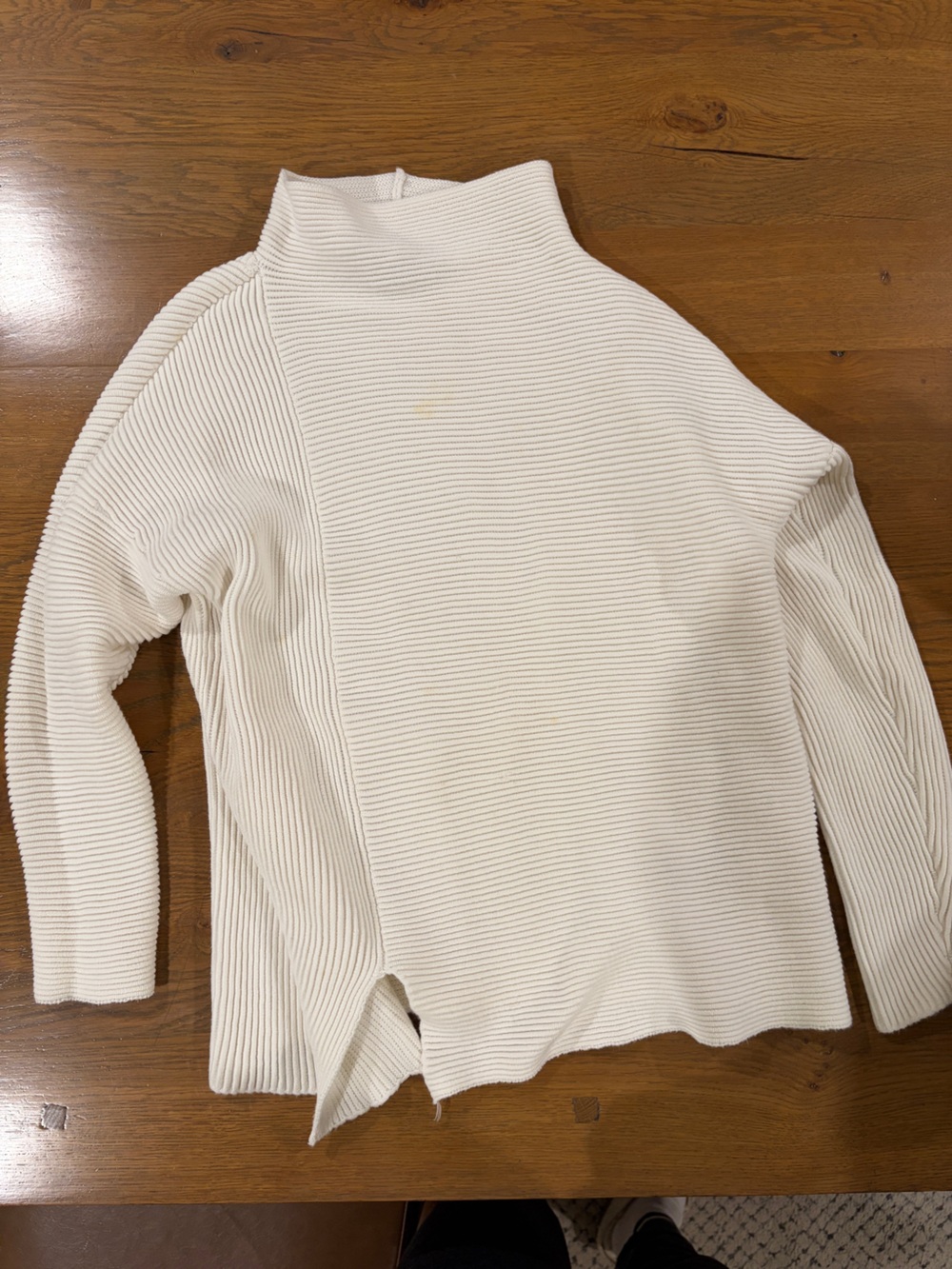 French Connection Cream Ribbed Knit Pullover